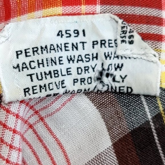 Vintage 70s 80s Kmart Womens 36 Lightweight Plaid Pearl Snap L/S Western Shirt - Picture 9 of 9